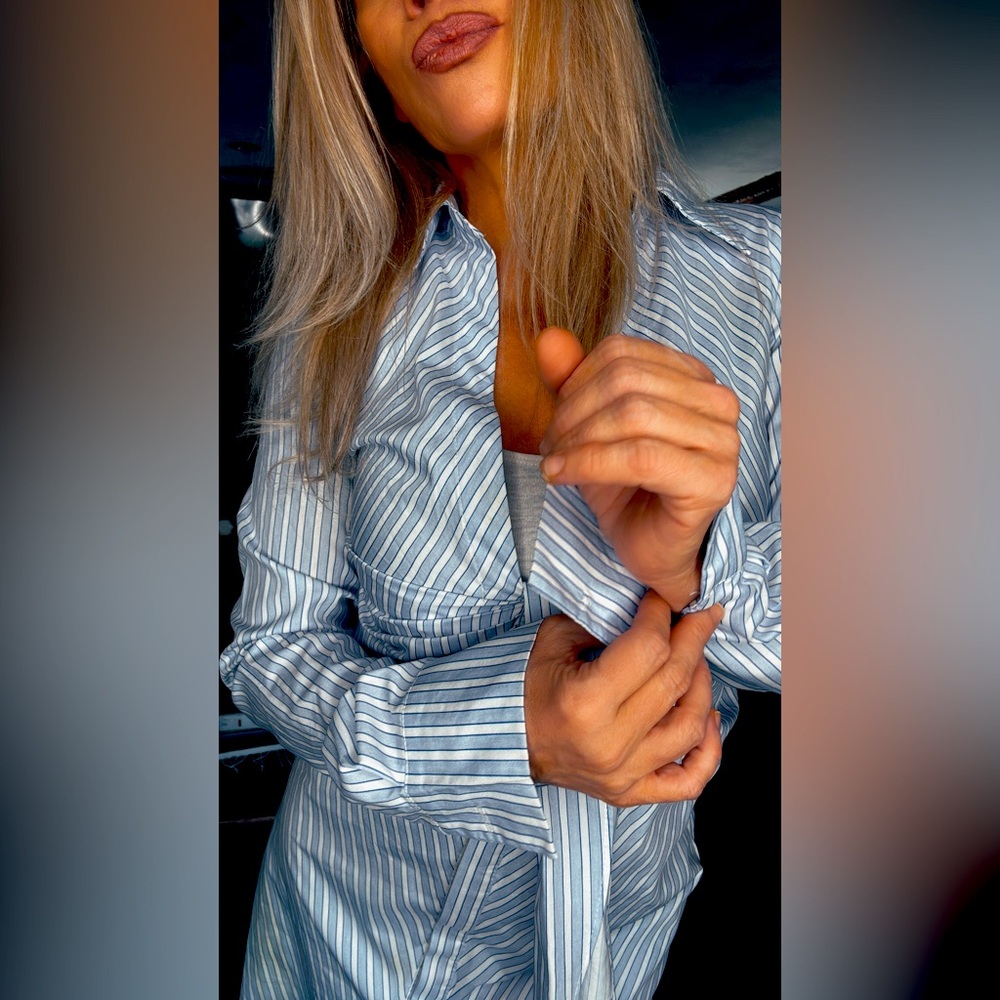 Blue Striped Button-Up Dress